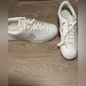 Nike White and Light Blue Sneakers. Nike Cortez